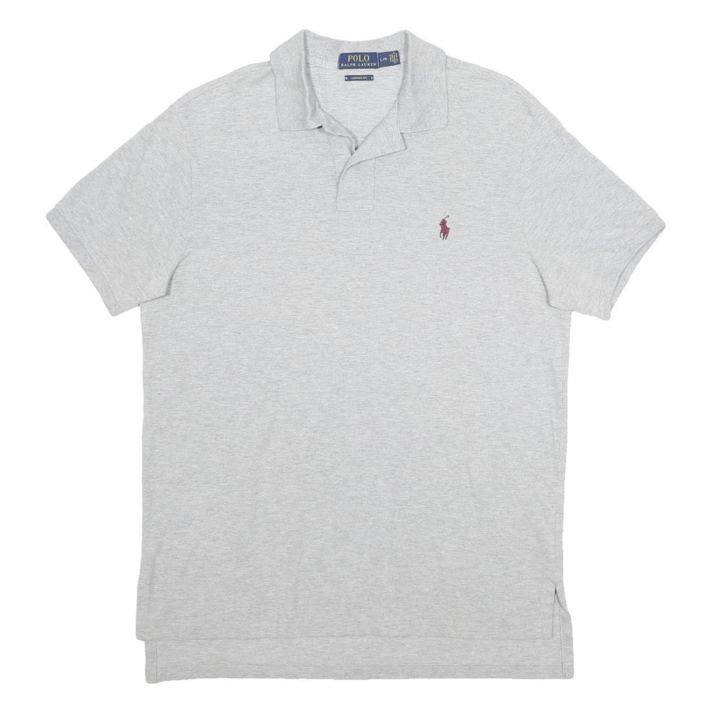 POLO RALPH LAUREN Mens Grey Short Sleeve Plain L Cotton Polo Shirt Classic