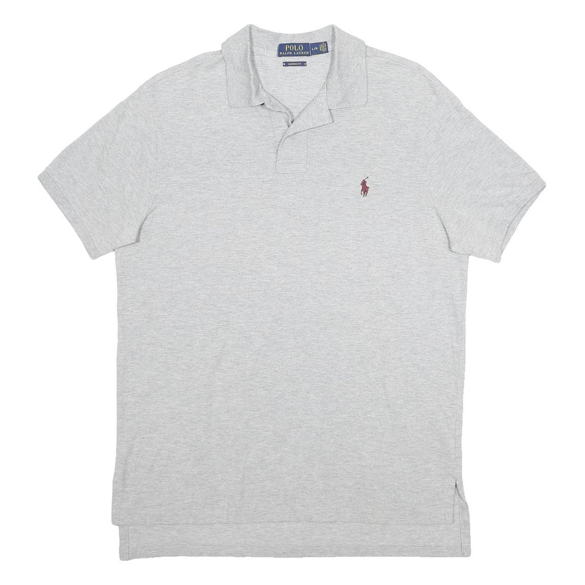 POLO RALPH LAUREN Mens Grey Short Sleeve Plain L Cotton Polo Shirt Classic