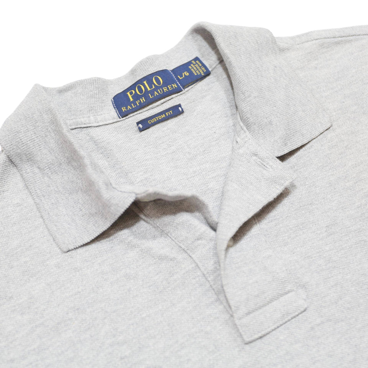 POLO RALPH LAUREN Mens Grey Short Sleeve Plain L Cotton Polo Shirt Classic