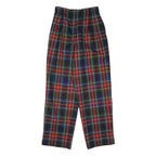 LIZ CLAIBORNE Womens Wool Blend Relaxed Trousers Red Blue Plaid W26 L30