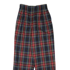 LIZ CLAIBORNE Womens Wool Blend Relaxed Trousers Red Blue Plaid W26 L30