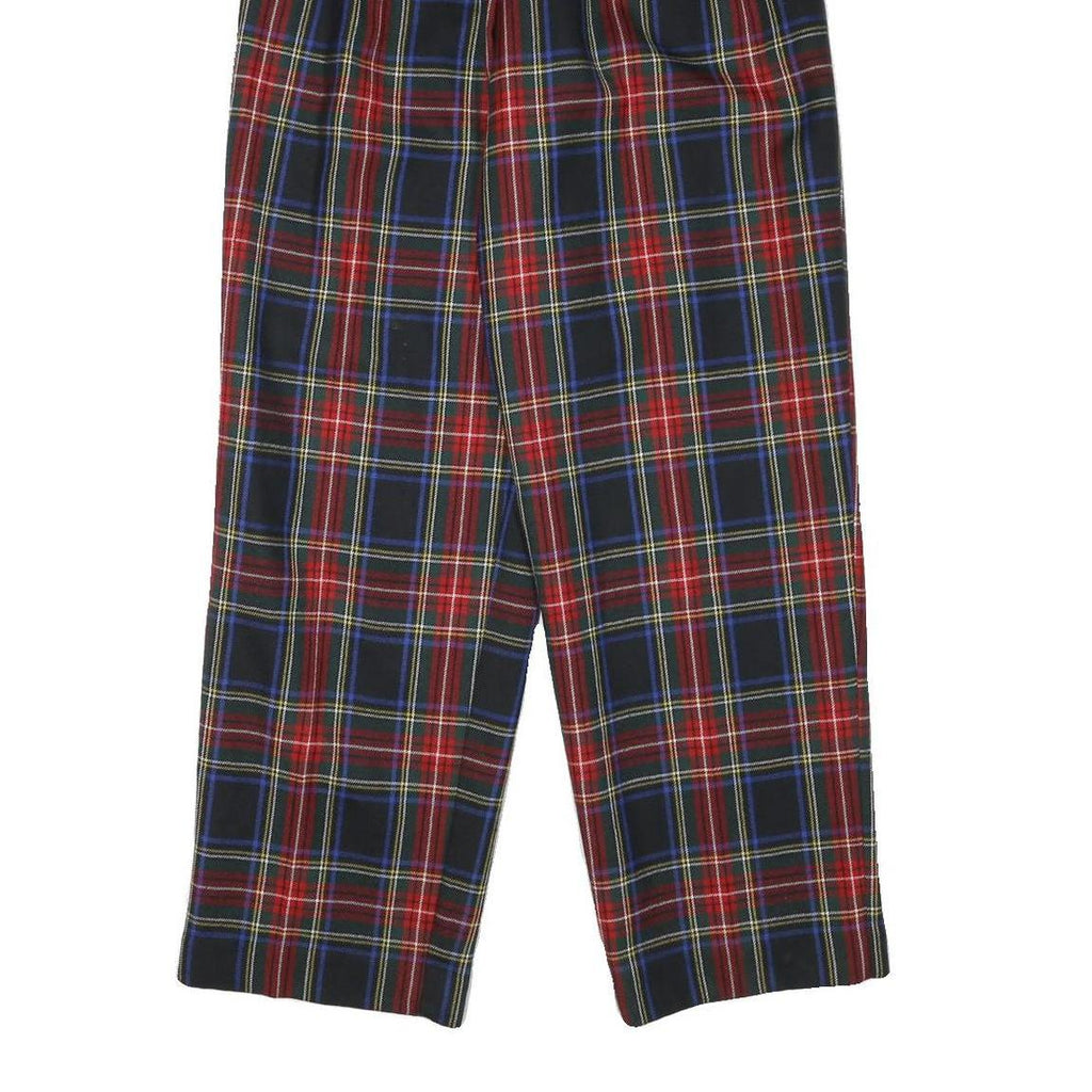 LIZ CLAIBORNE Womens Wool Blend Relaxed Trousers Red Blue Plaid W26 L30
