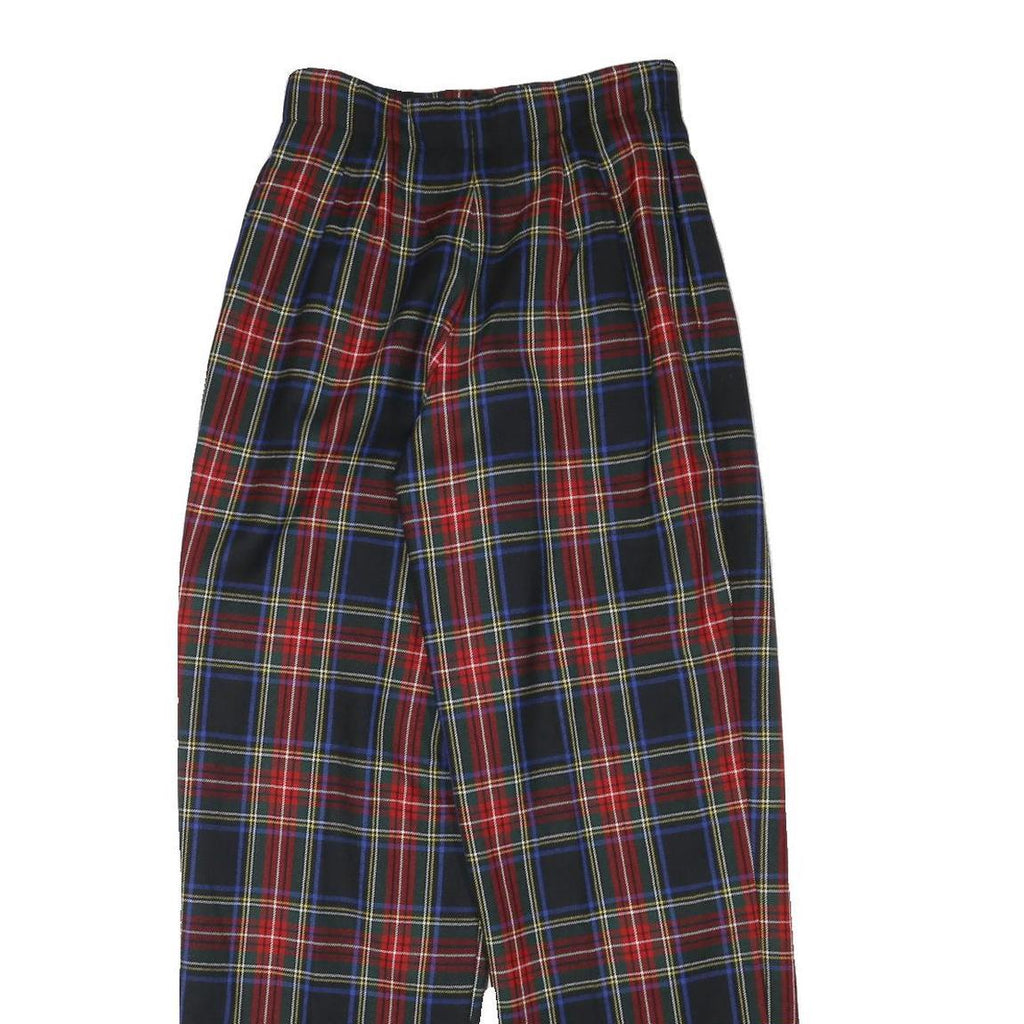 LIZ CLAIBORNE Womens Wool Blend Relaxed Trousers Red Blue Plaid W26 L30