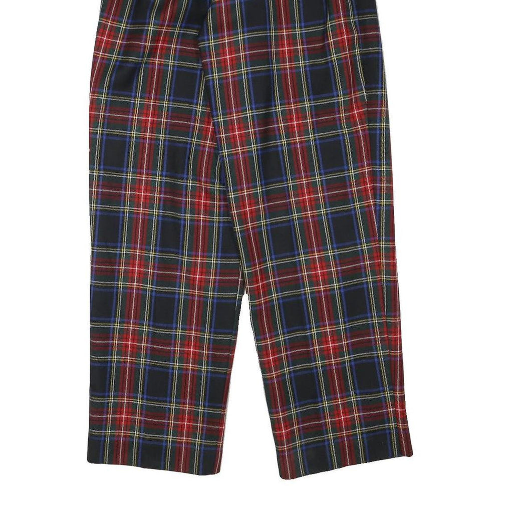 LIZ CLAIBORNE Womens Wool Blend Relaxed Trousers Red Blue Plaid W26 L30