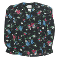 LESLIE FAY Womens Black Floral Printed Long Sleeve Round Neck Top S Elegant