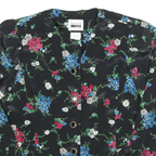 LESLIE FAY Womens Black Floral Printed Long Sleeve Round Neck Top S Elegant