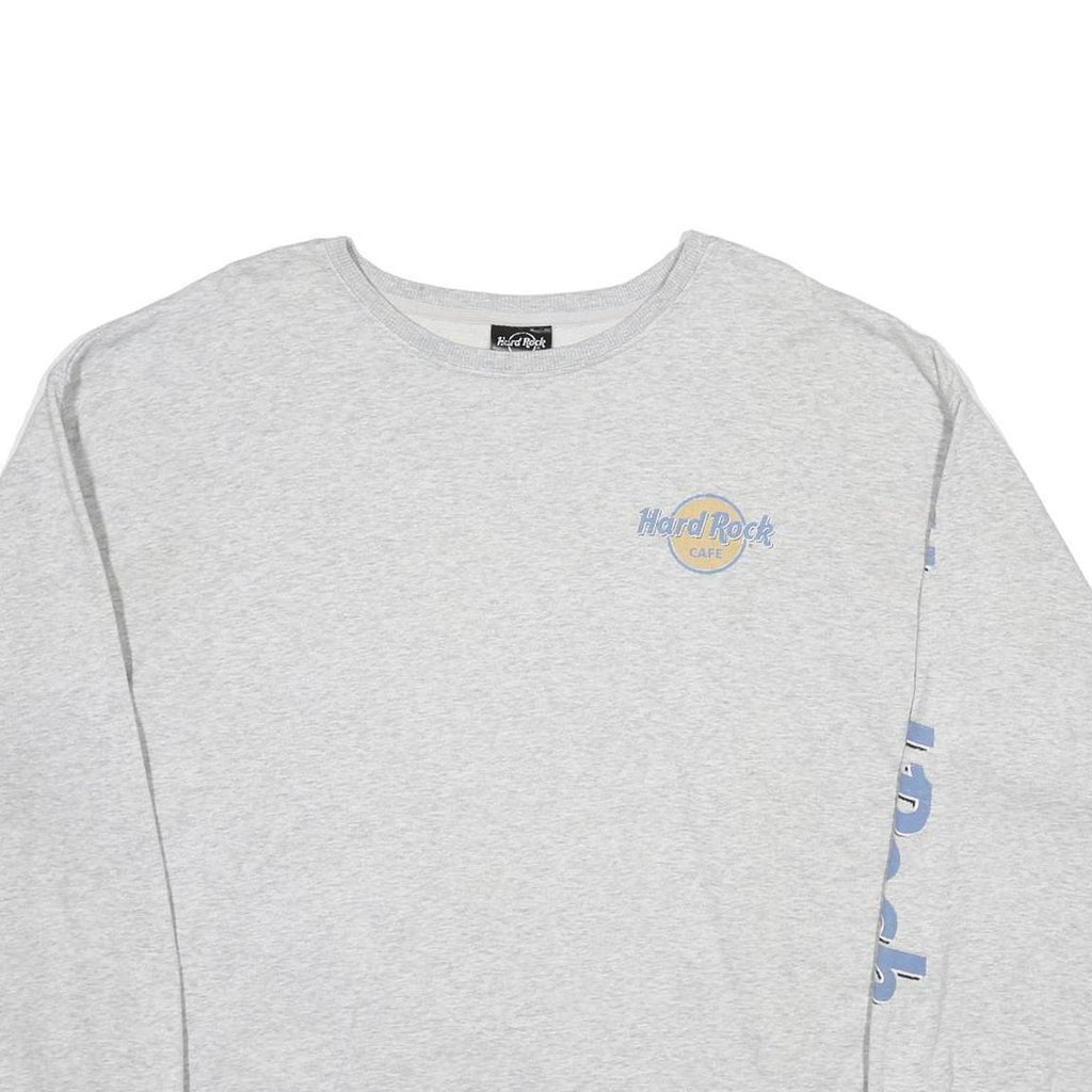 HARD ROCK CAFE Womens Grey Sweatshirt S Logo Print Casual Crew Neck Long Sleeve