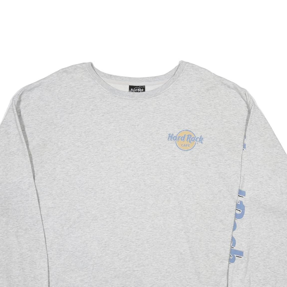 HARD ROCK CAFE Womens Grey Sweatshirt S Logo Print Casual Crew Neck Long Sleeve