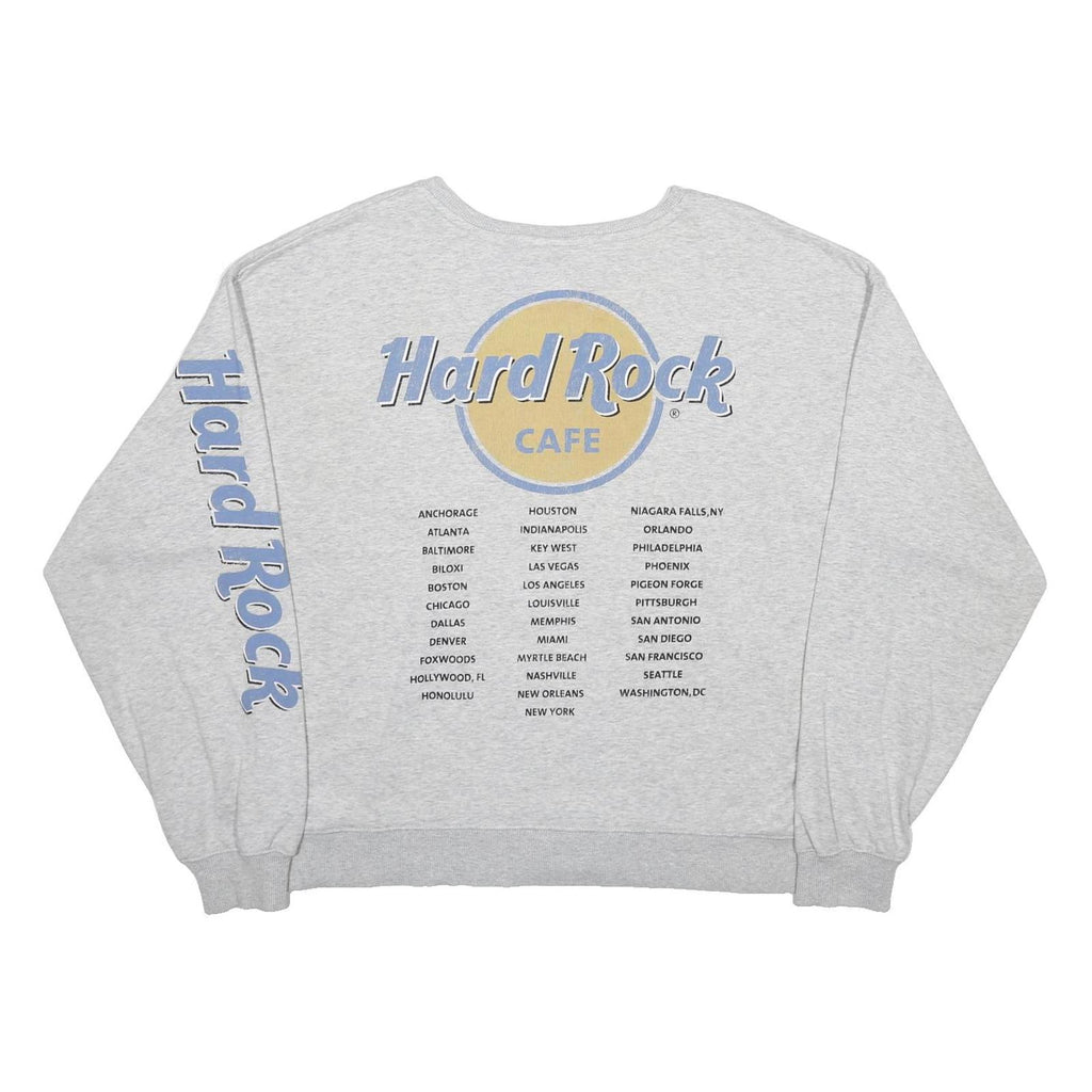 HARD ROCK CAFE Womens Grey Sweatshirt S Logo Print Casual Crew Neck Long Sleeve