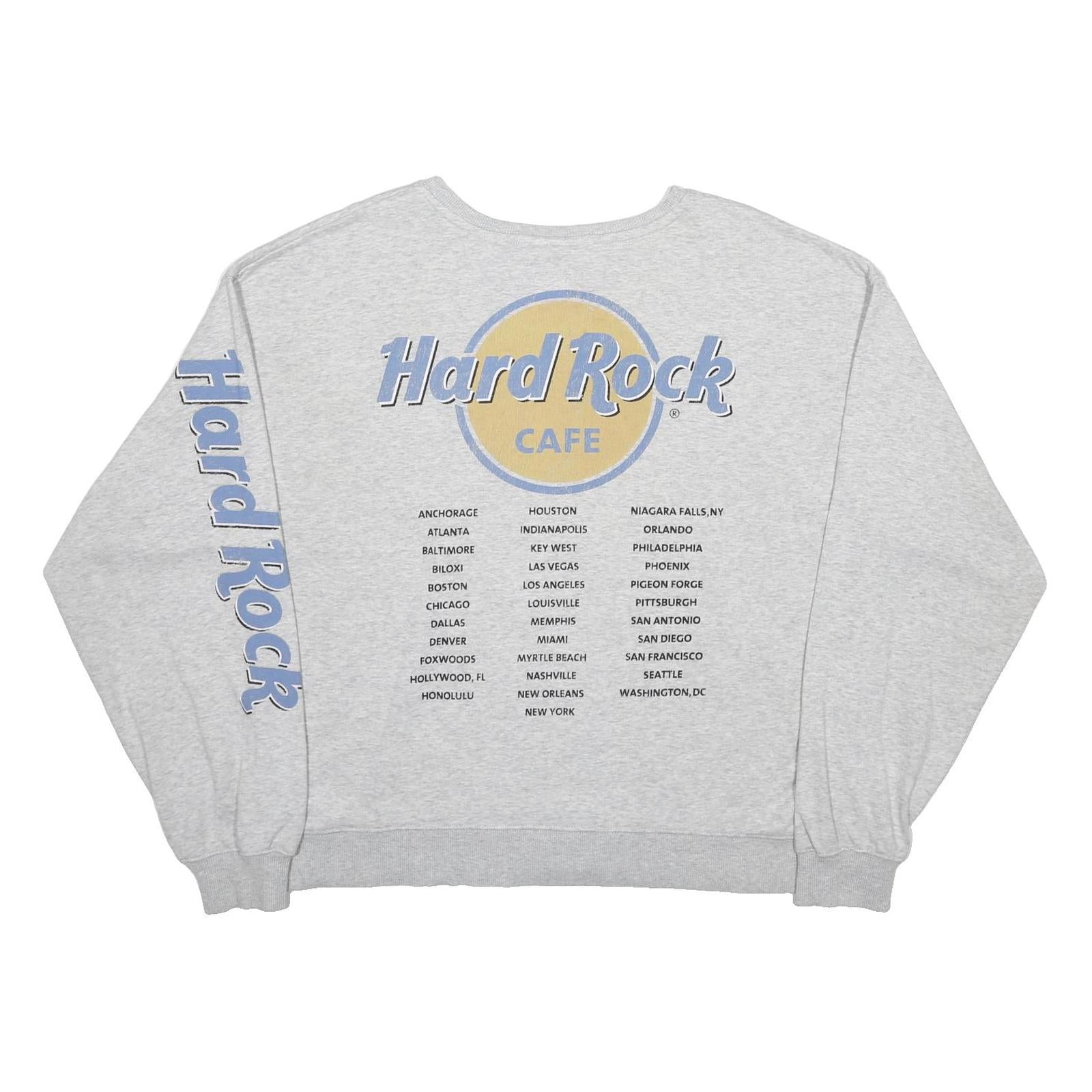 HARD ROCK CAFE Womens Grey Sweatshirt S Logo Print Casual Crew Neck Long Sleeve