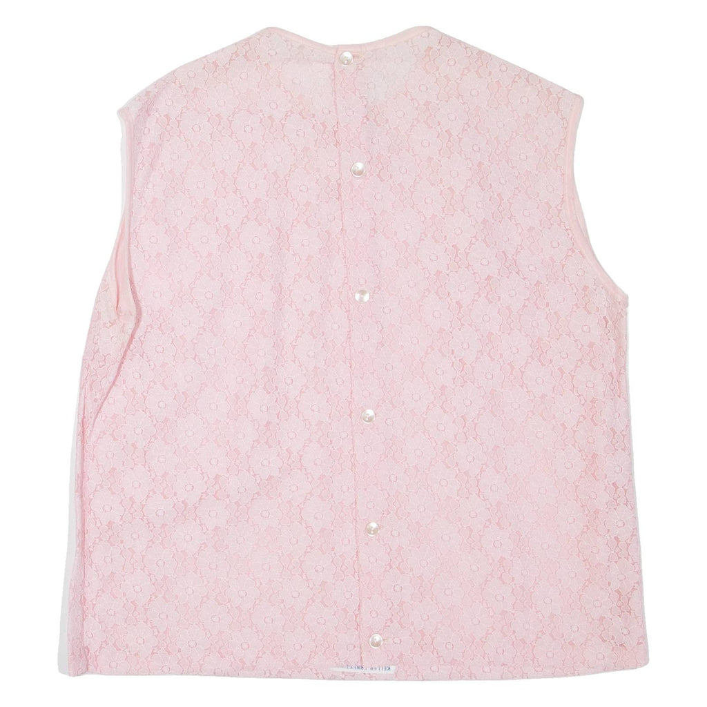 Lace Womens Top Pink Sleeveless L