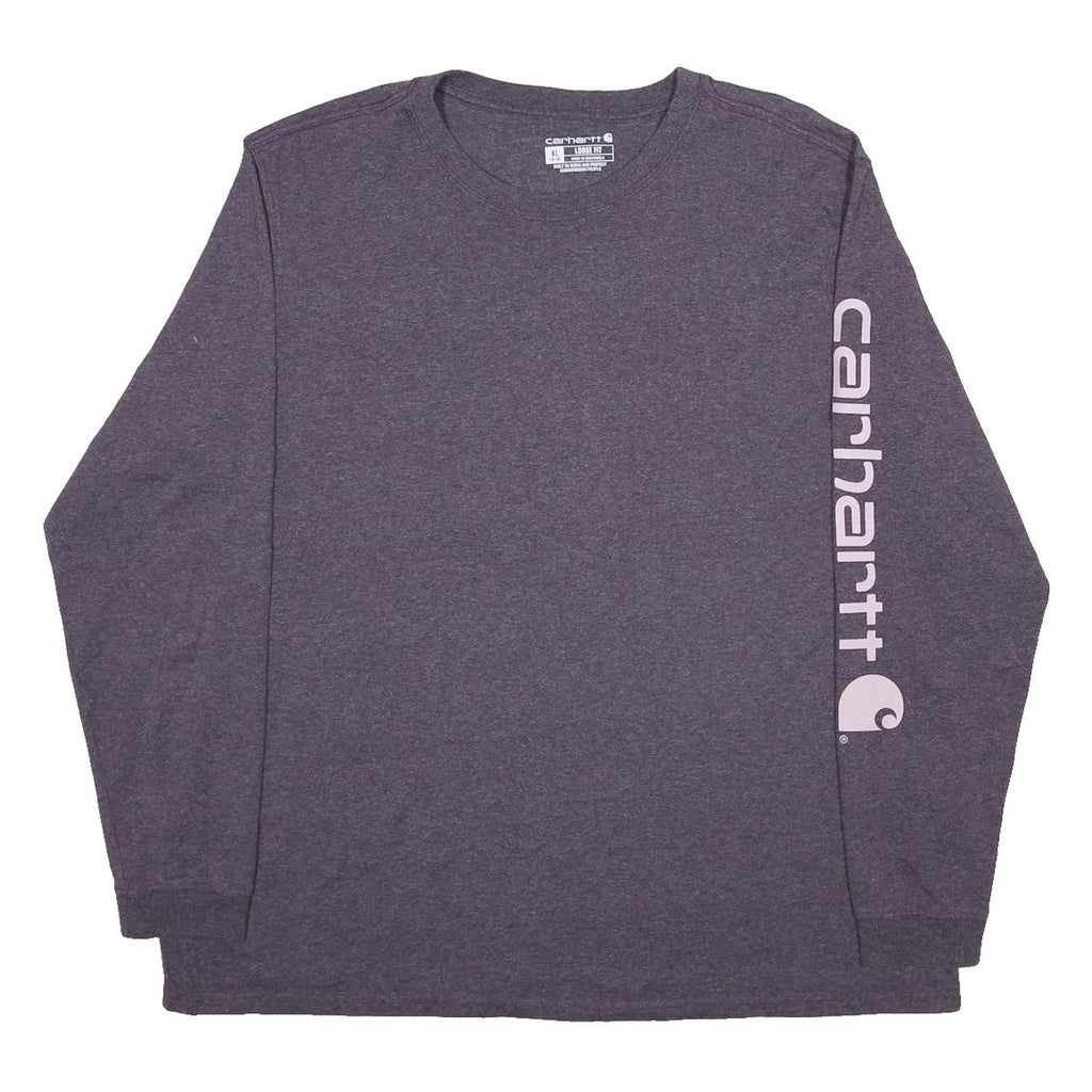 CARHARTT Womens Purple Long Sleeve T-Shirt XL Crew Neck Logo Print Cotton Blend