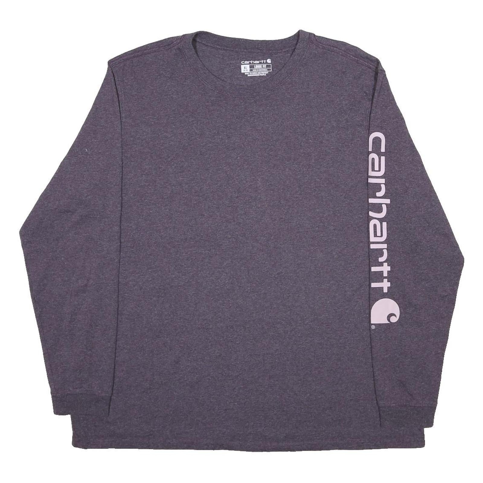 CARHARTT Womens Purple Long Sleeve T-Shirt XL Crew Neck Logo Print Cotton Blend