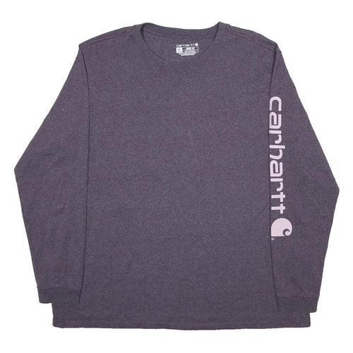 CARHARTT Womens Purple Long Sleeve T-Shirt XL Crew Neck Logo Print Cotton Blend
