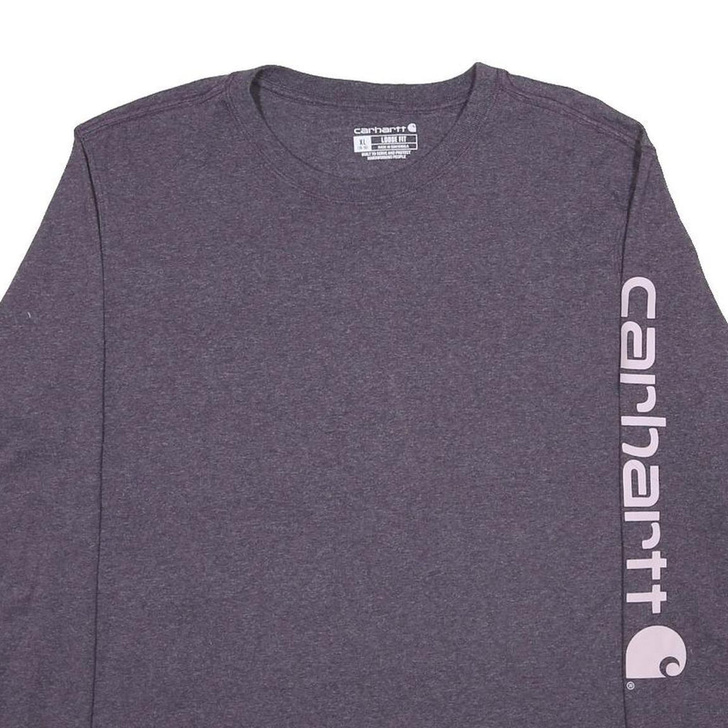 CARHARTT Womens Purple Long Sleeve T-Shirt XL Crew Neck Logo Print Cotton Blend