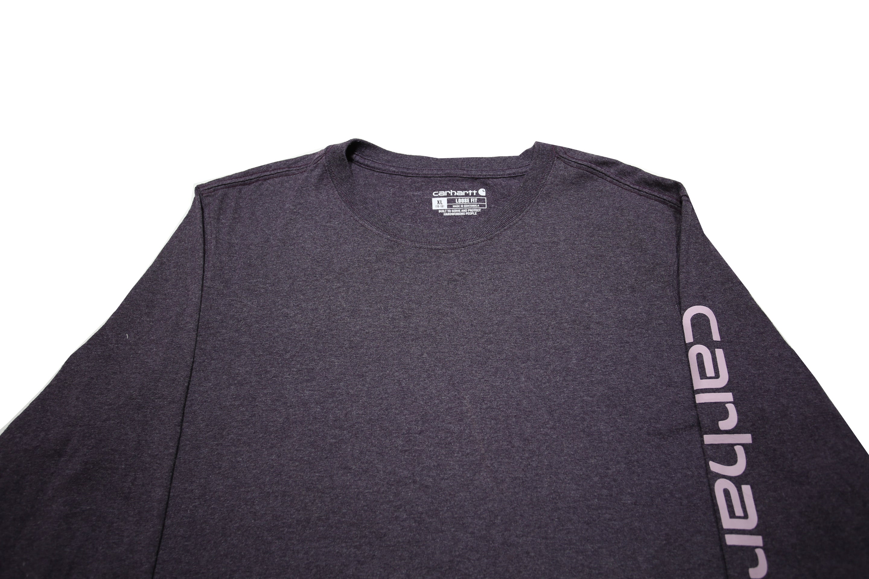 CARHARTT Womens Purple Long Sleeve T-Shirt XL Crew Neck Logo Print Cotton Blend