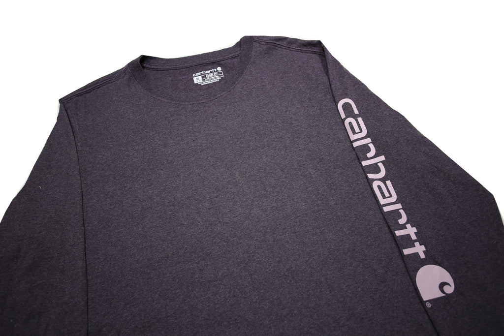 CARHARTT Womens Purple Long Sleeve T-Shirt XL Crew Neck Logo Print Cotton Blend