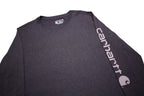 CARHARTT Womens Purple Long Sleeve T-Shirt XL Crew Neck Logo Print Cotton Blend
