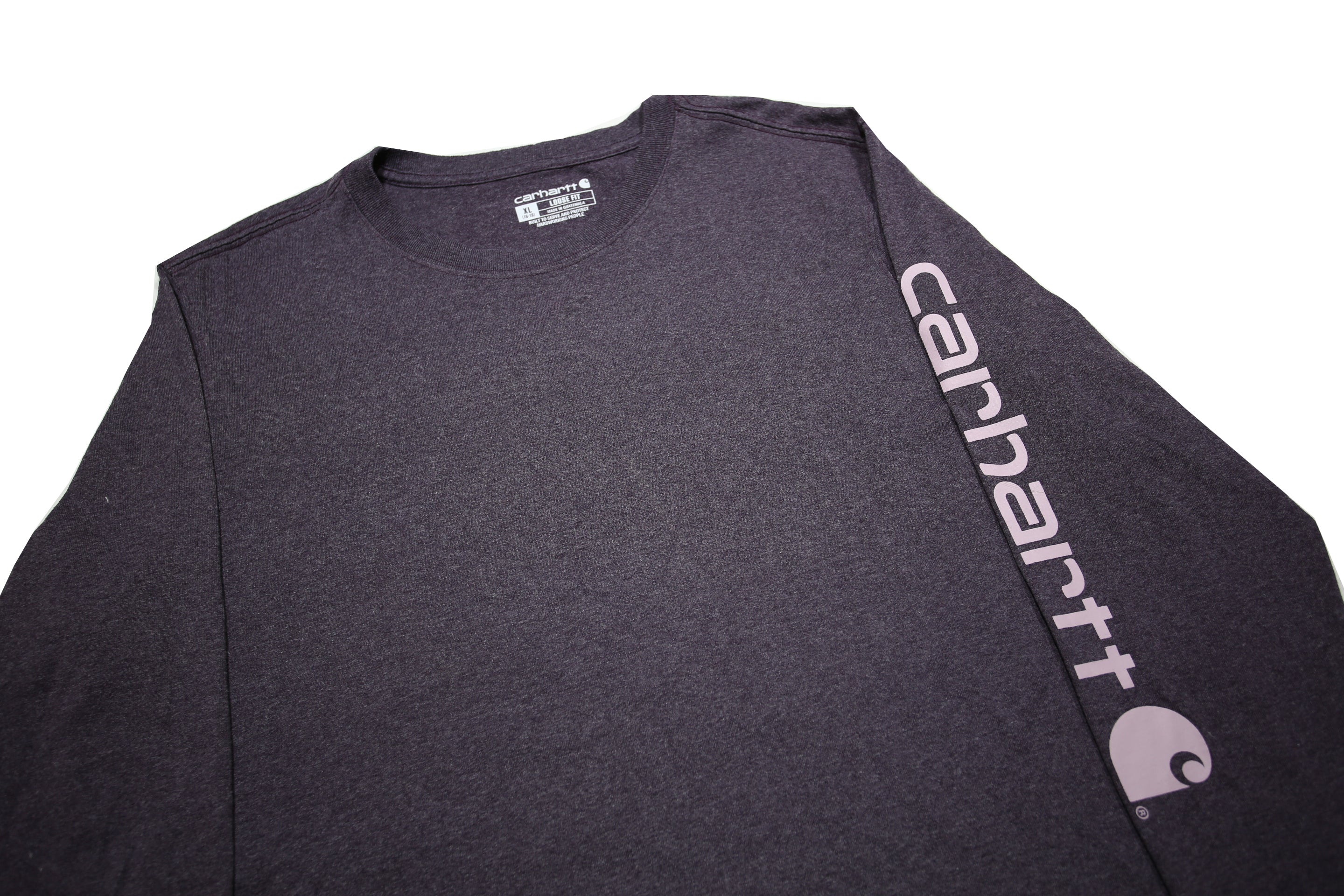 CARHARTT Womens Purple Long Sleeve T-Shirt XL Crew Neck Logo Print Cotton Blend