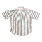 TOMMY HILFIGER Mens White & Red Striped Shirt 2XL Cotton Button Front Casual
