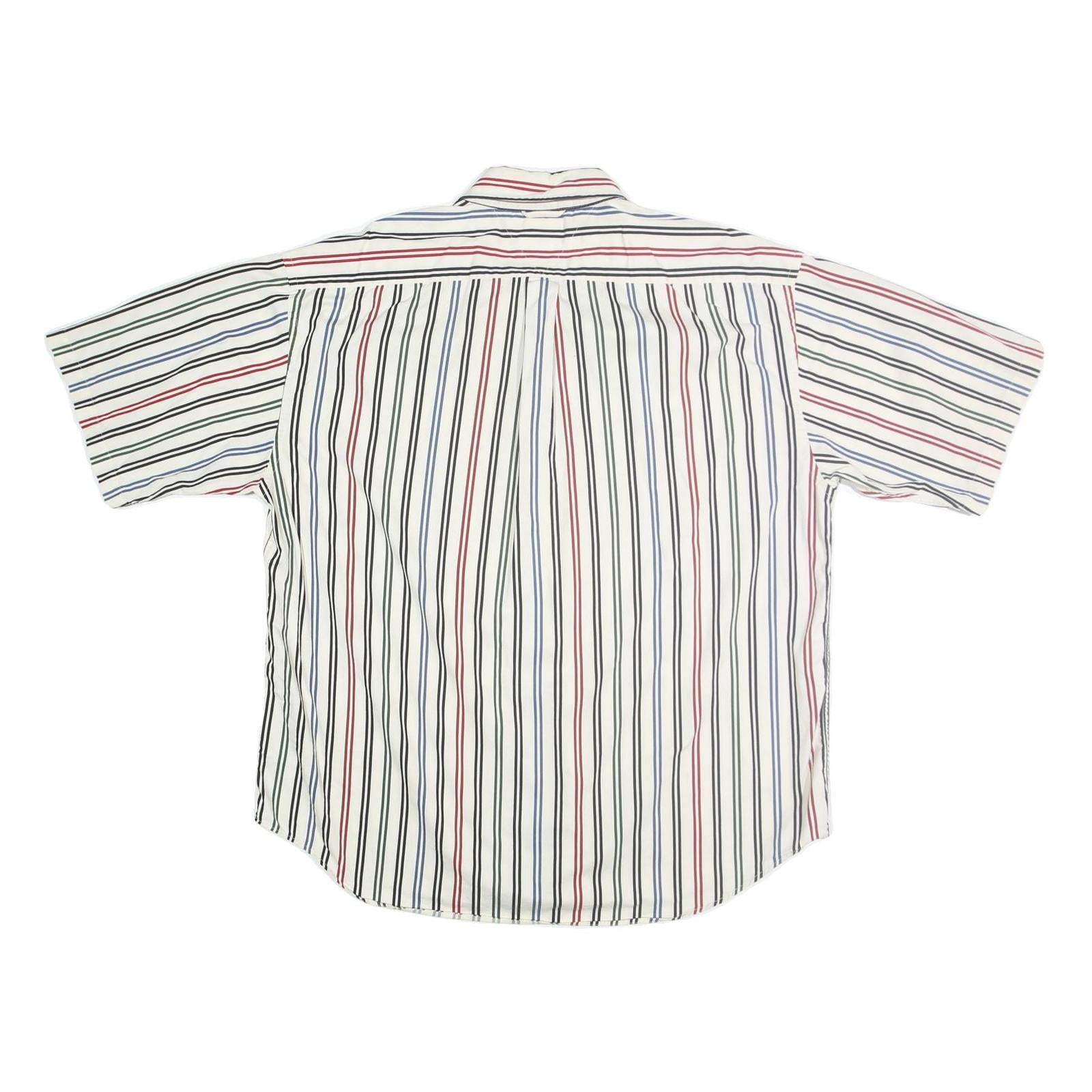 TOMMY HILFIGER Mens White & Red Striped Shirt 2XL Cotton Button Front Casual