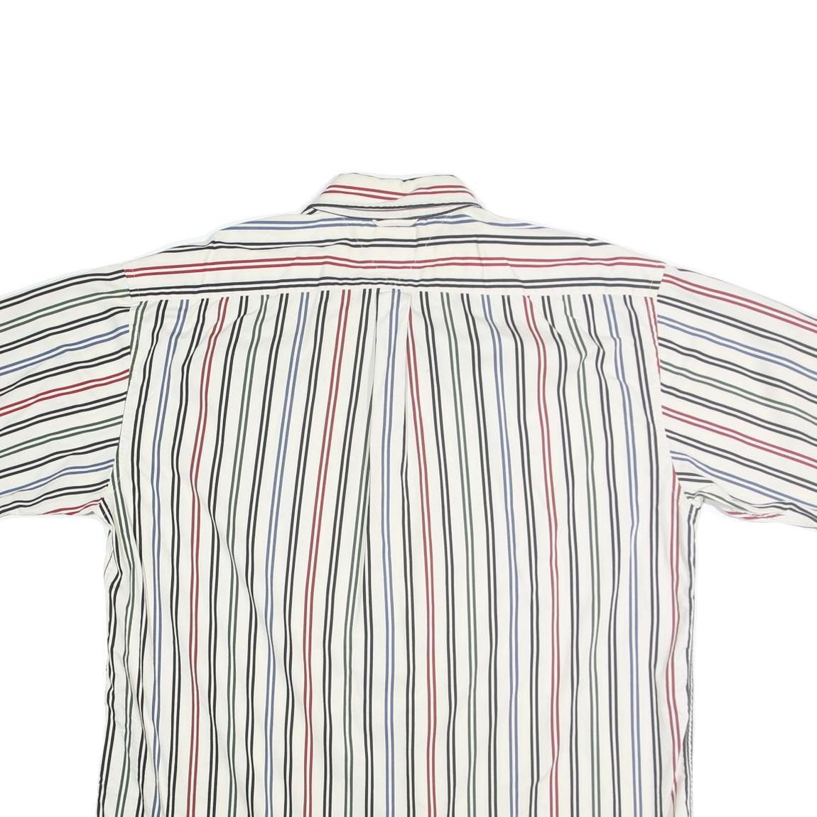 TOMMY HILFIGER Mens White & Red Striped Shirt 2XL Cotton Button Front Casual