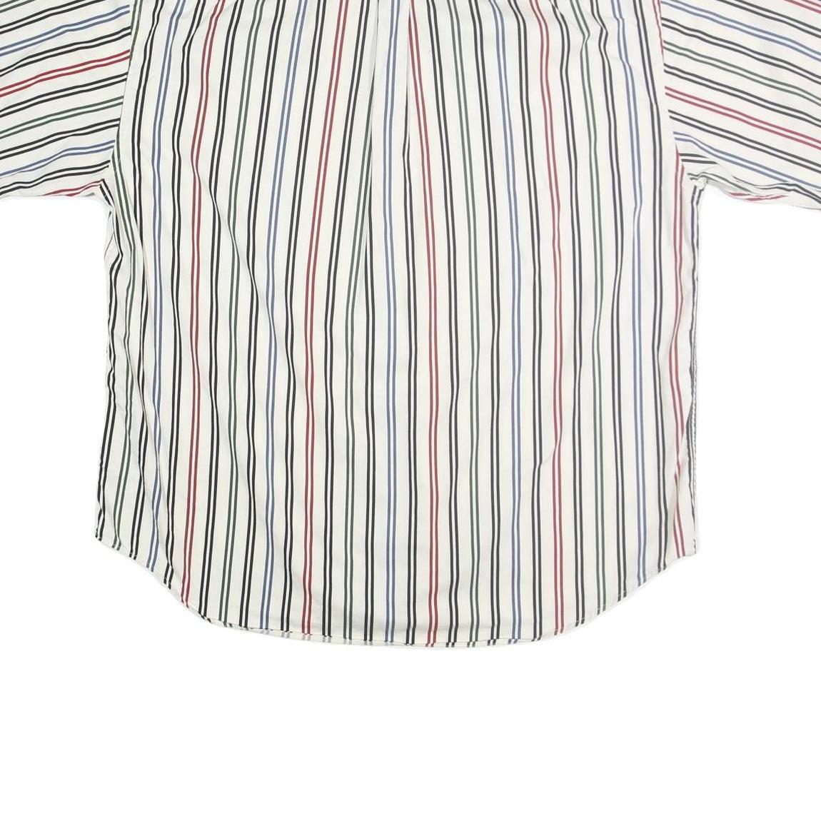TOMMY HILFIGER Mens White & Red Striped Shirt 2XL Cotton Button Front Casual