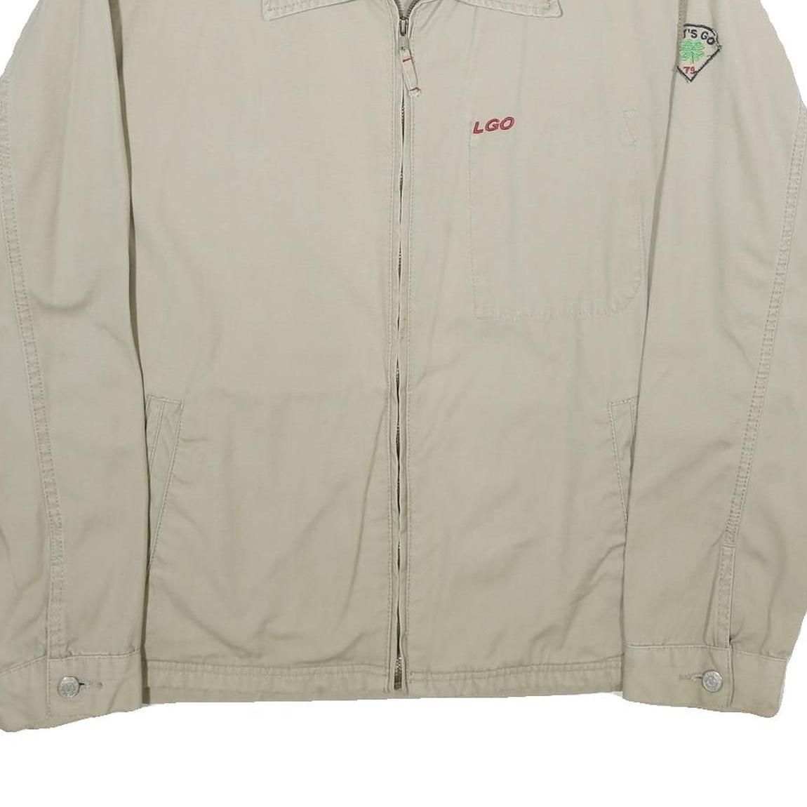 LET'S GO Mens Beige Cotton Zip Jacket XL Plain Casual Light Comfort