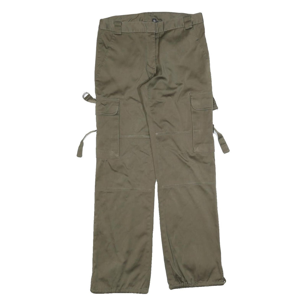 MASSIO Womens Relaxed Green Cargo Trousers W28 L30 Polyester Blend Zip Pocketed