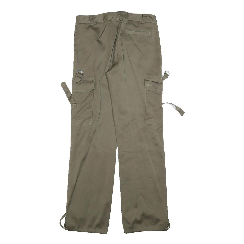 MASSIO Womens Relaxed Green Cargo Trousers W28 L30 Polyester Blend Zip Pocketed