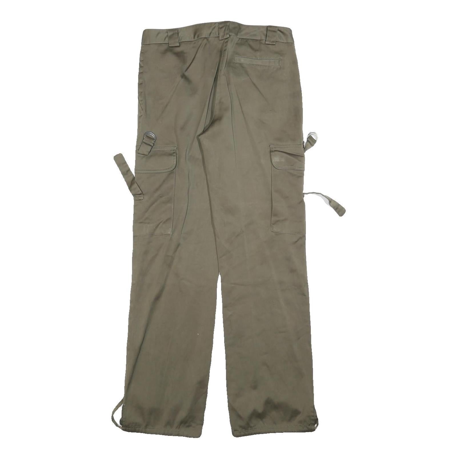 MASSIO Womens Relaxed Green Cargo Trousers W28 L30 Polyester Blend Zip Pocketed