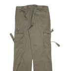 MASSIO Womens Relaxed Green Cargo Trousers W28 L30 Polyester Blend Zip Pocketed