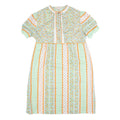Womens Green & Orange Floral Striped Day Polyester Short Sleeve Midi 2XL Dress