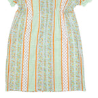 Womens Green & Orange Floral Striped Day Polyester Short Sleeve Midi 2XL Dress