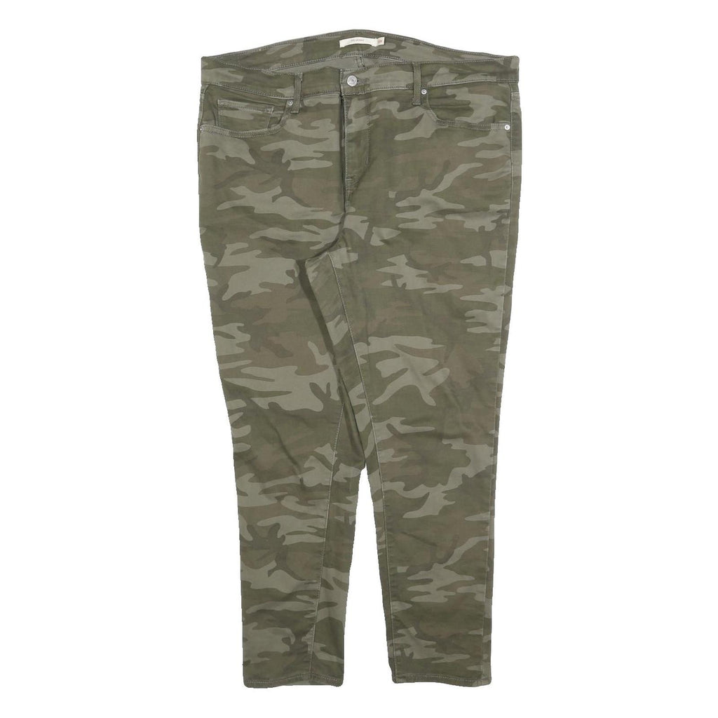 LEVI'S Womens Cotton Blend Green Camouflage Slim Tapered Trousers W38 L26