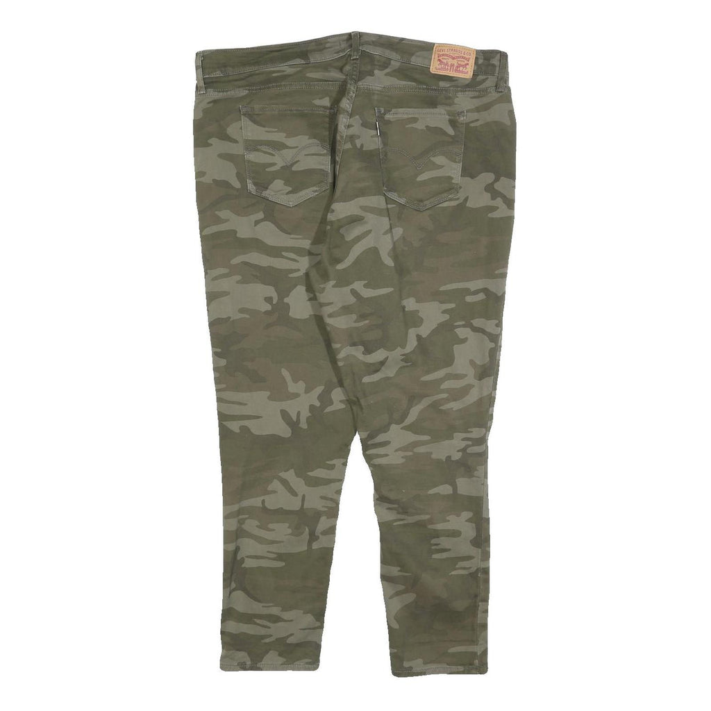 LEVI'S Womens Cotton Blend Green Camouflage Slim Tapered Trousers W38 L26