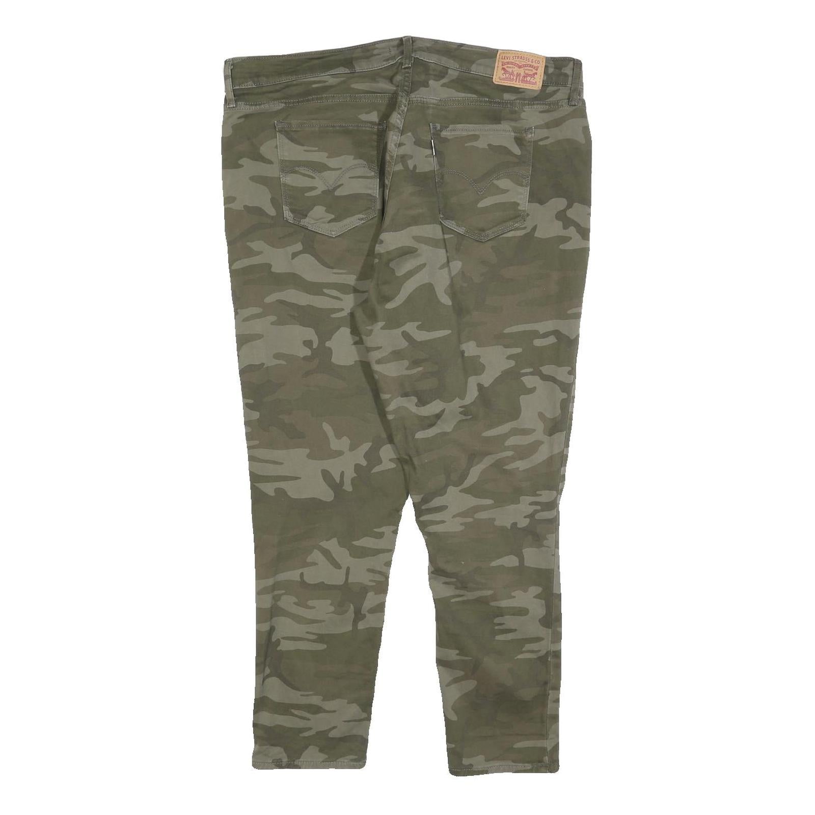 LEVI'S Womens Cotton Blend Green Camouflage Slim Tapered Trousers W38 L26
