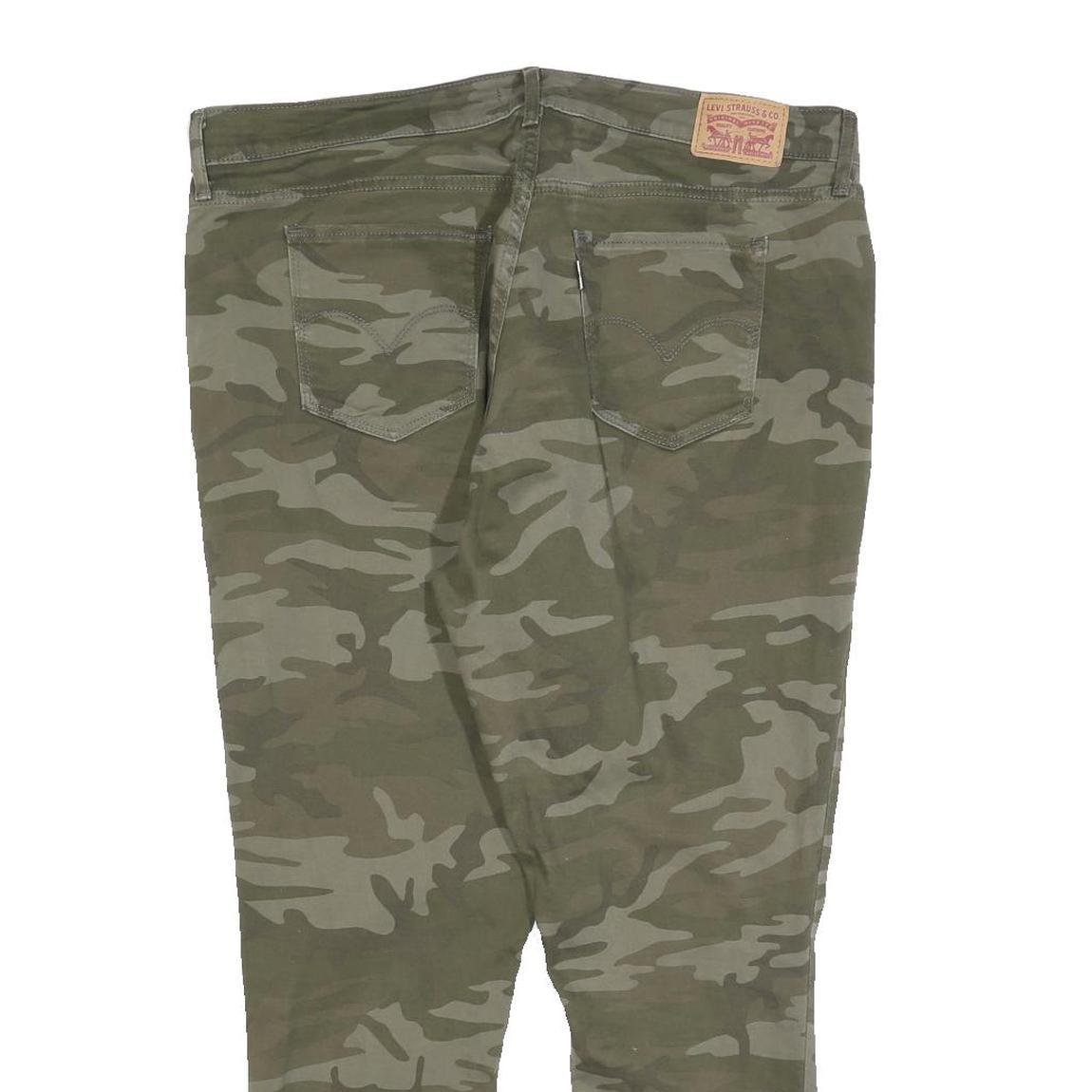 LEVI'S Womens Cotton Blend Green Camouflage Slim Tapered Trousers W38 L26
