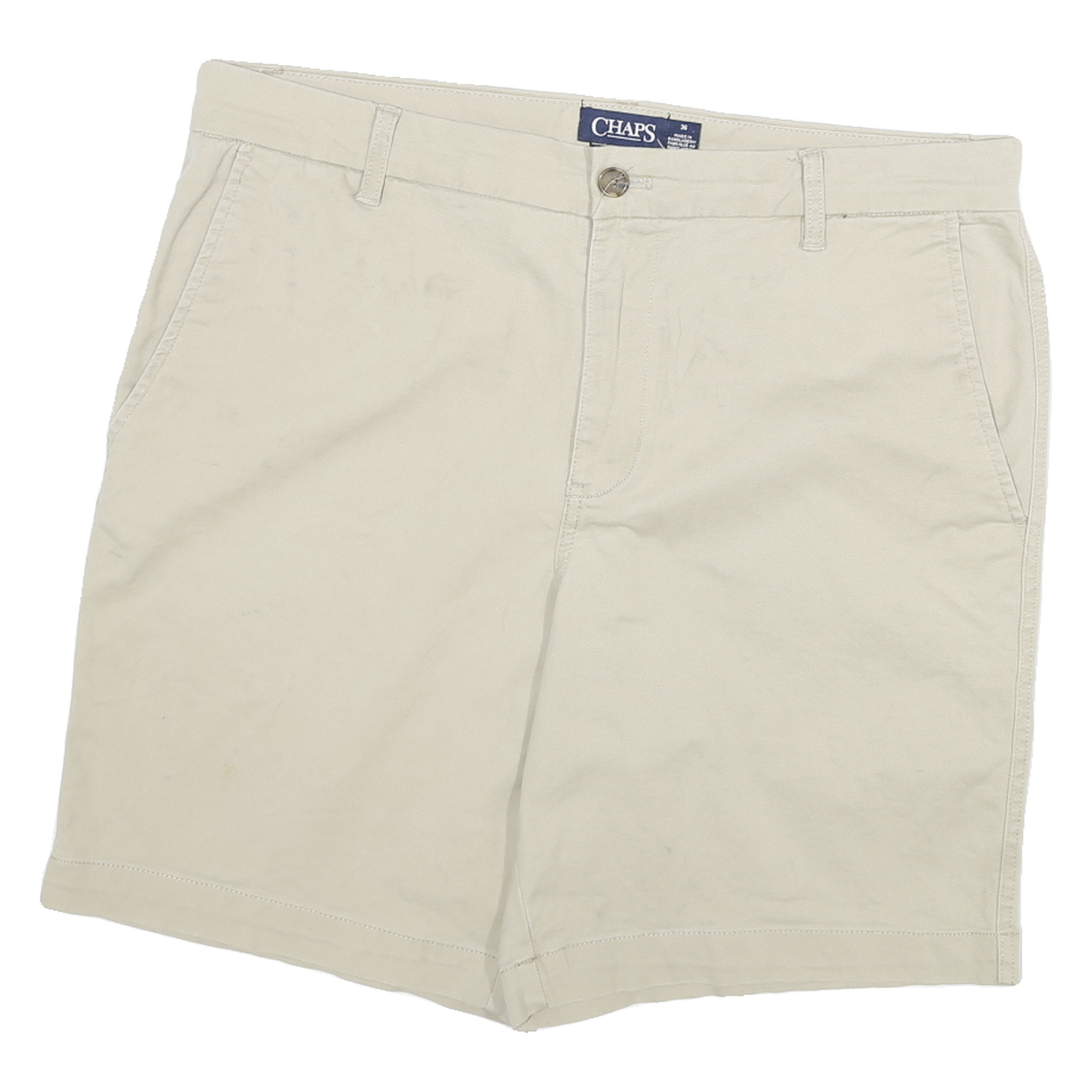 CHAPS Mens Shorts Beige Casual Plain XL W36 Cotton Blend Relaxed Fit