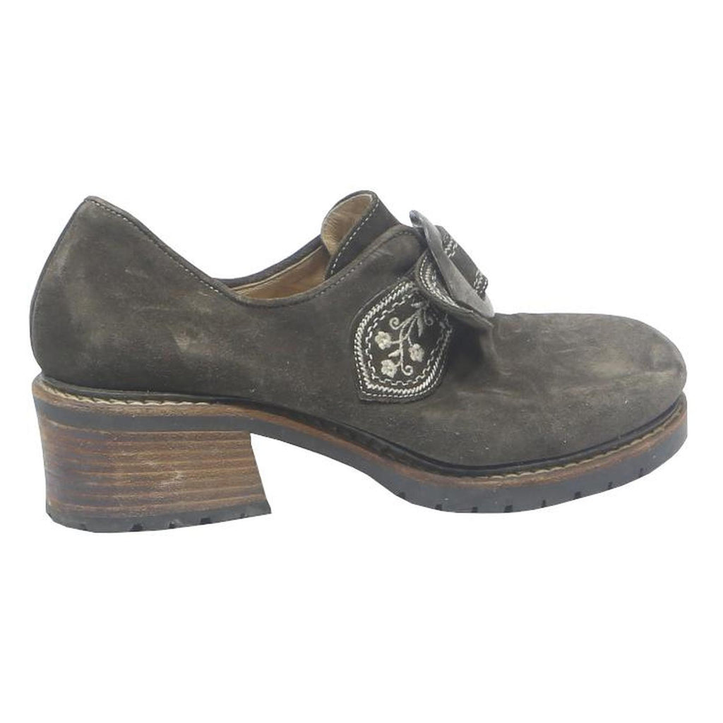 HANS BEHR Womens Suede Strappy Low Heel Shoes Grey UK 5 Comfortable Stylish