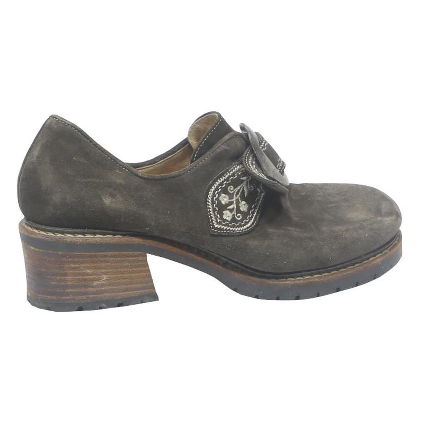 HANS BEHR Womens Suede Strappy Low Heel Shoes Grey UK 5 Comfortable Stylish