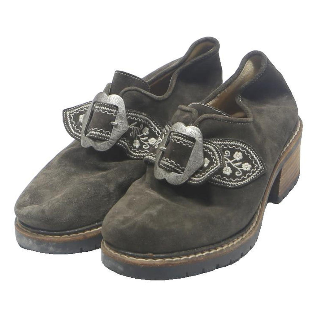 HANS BEHR Womens Suede Strappy Low Heel Shoes Grey UK 5 Comfortable Stylish