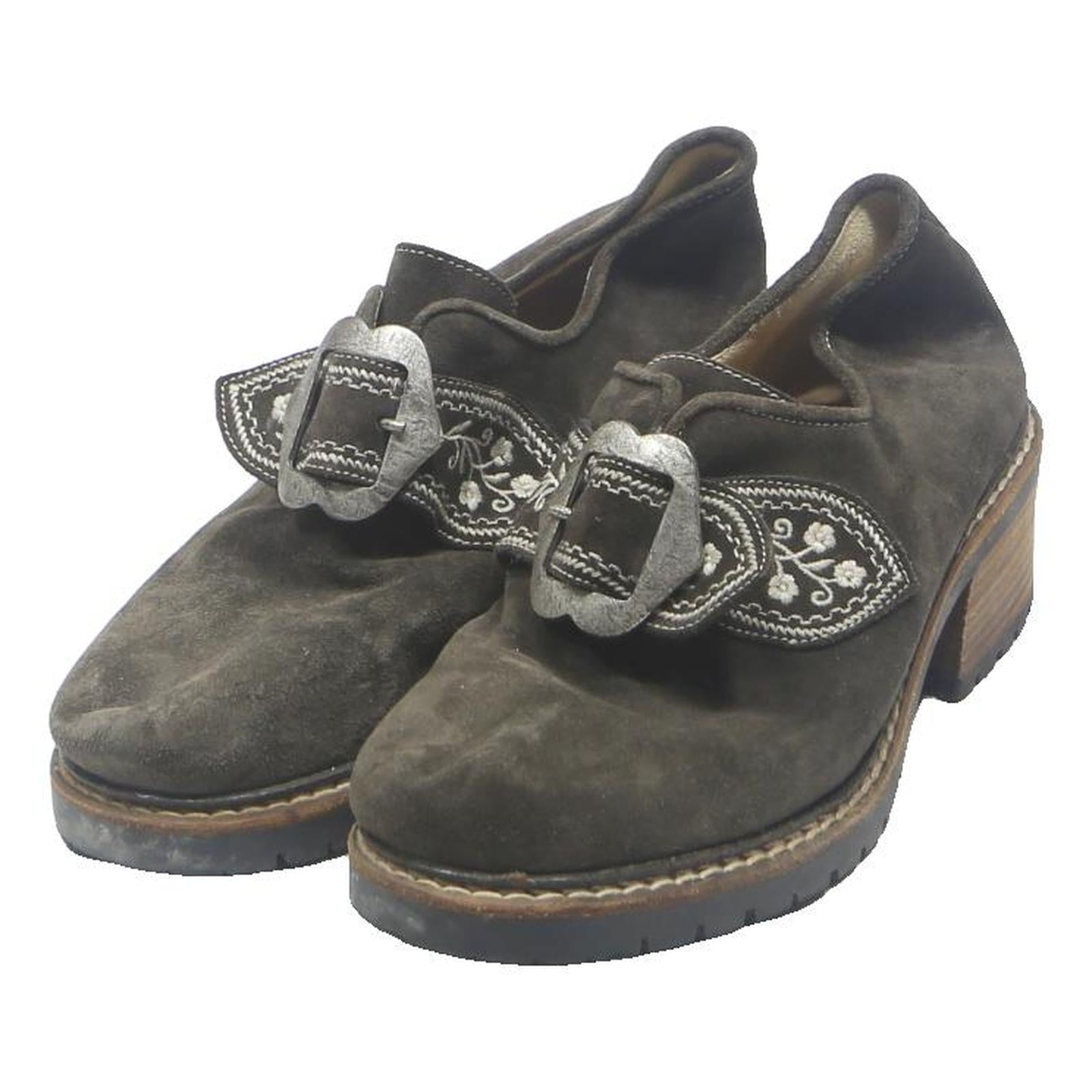 HANS BEHR Womens Suede Strappy Low Heel Shoes Grey UK 5 Comfortable Stylish