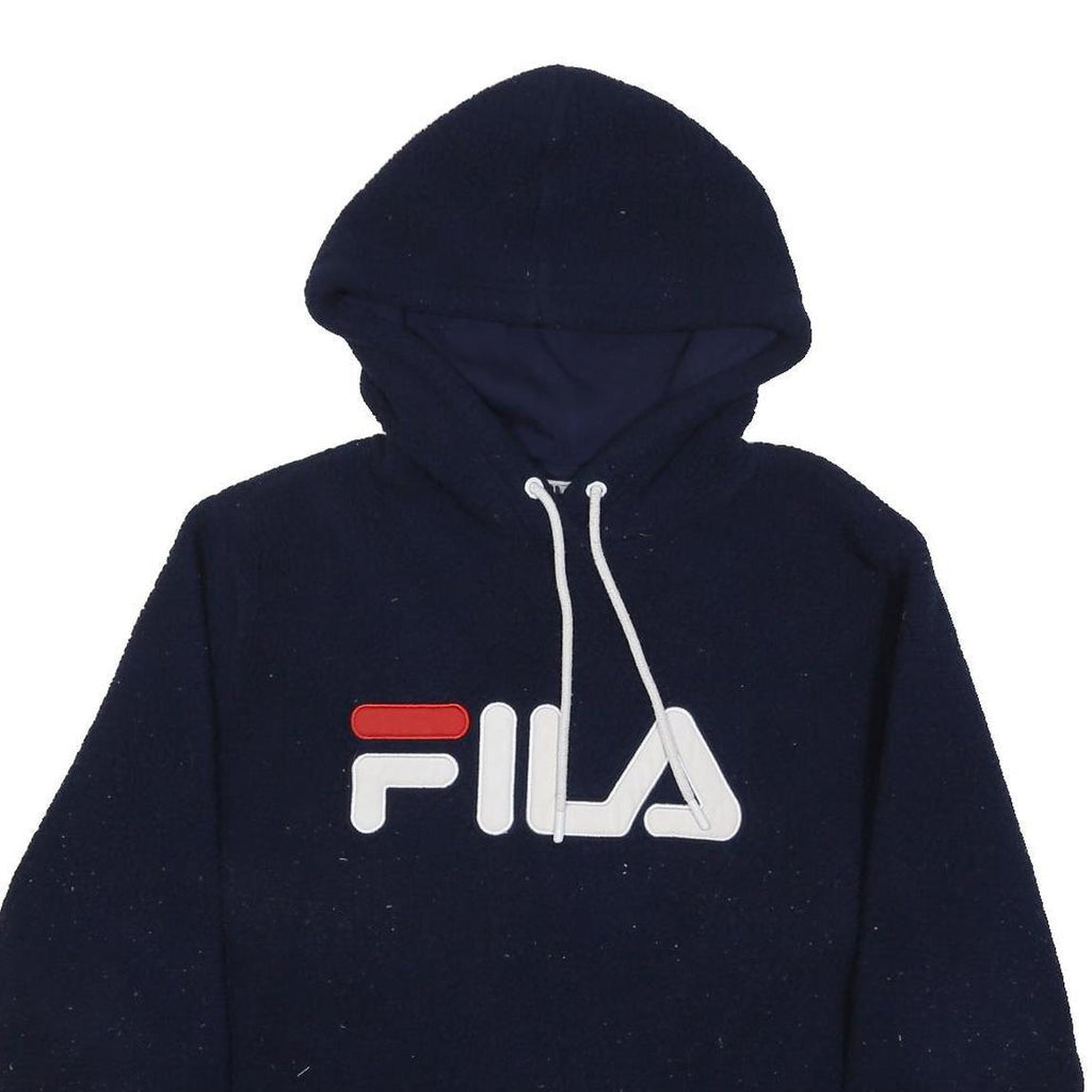 FILA Mens Navy Blue Hoodie M Polyester Pullover Logo Sweatshirt