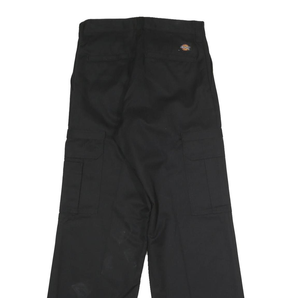 DICKIES Mens Polyester Blend Black Regular Cargo Trousers W28 L30 Workwear Zip