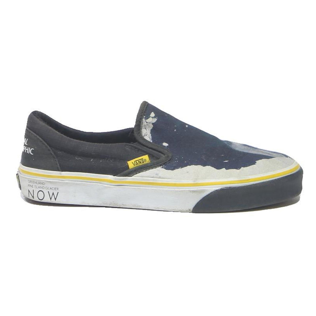 VANS Slip-On Mens Canvas Trainers Black & Grey UK 7 National Geographic