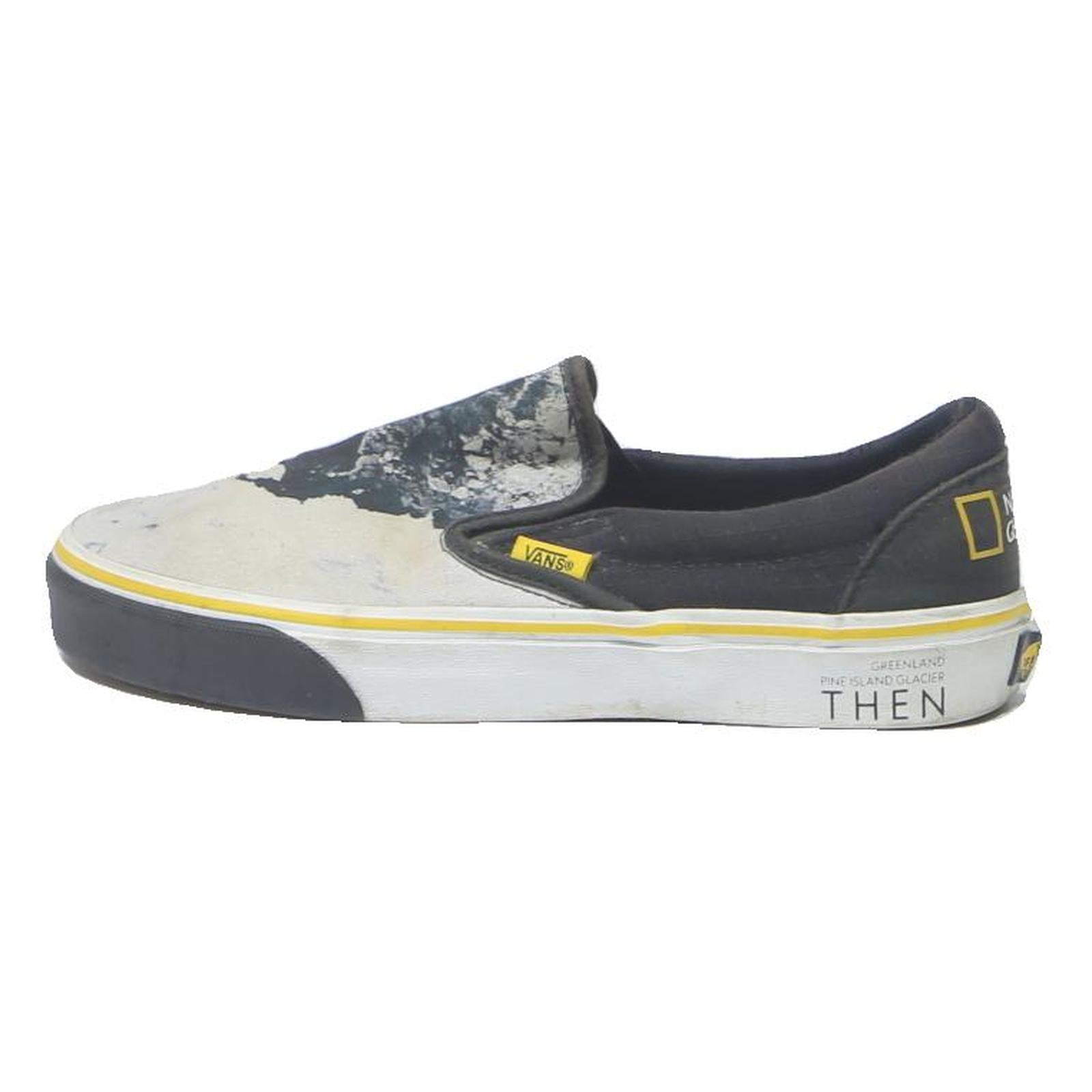 VANS Slip-On Mens Canvas Trainers Black & Grey UK 7 National Geographic