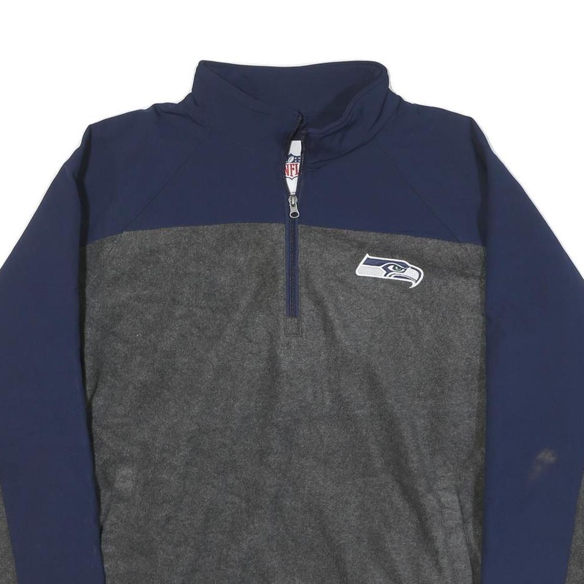 NFL Mens Navy & Grey Seamless Colourblock Jumper Crew Neck Regular XL Seattle