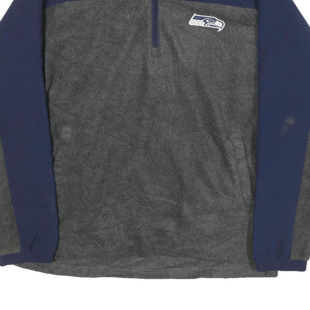 NFL Mens Navy & Grey Seamless Colourblock Jumper Crew Neck Regular XL Seattle