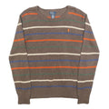 POLO RALPH LAUREN Boys Brown Stripe Pattern Cotton Jumper Crew Neck Basic Knit